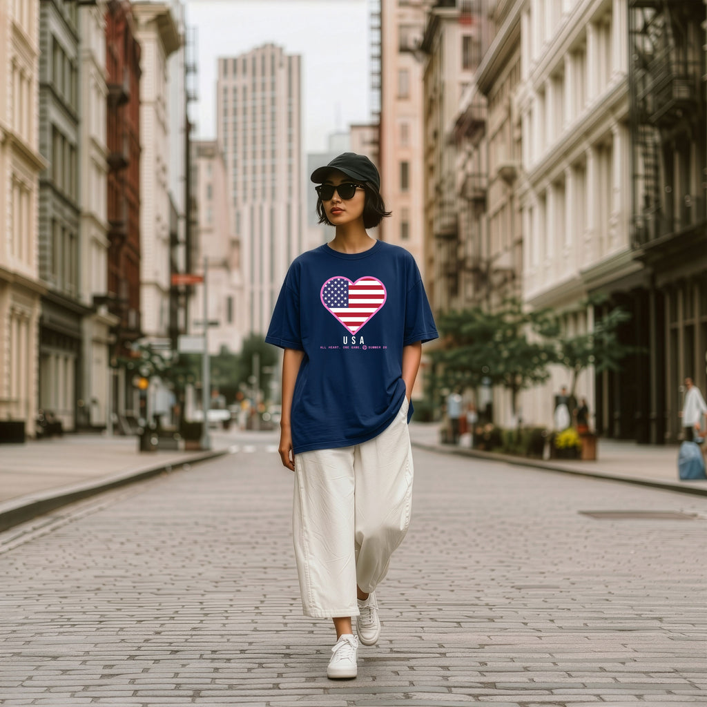 Heart of USA — Unisex Oversized Game Day T-Shirt