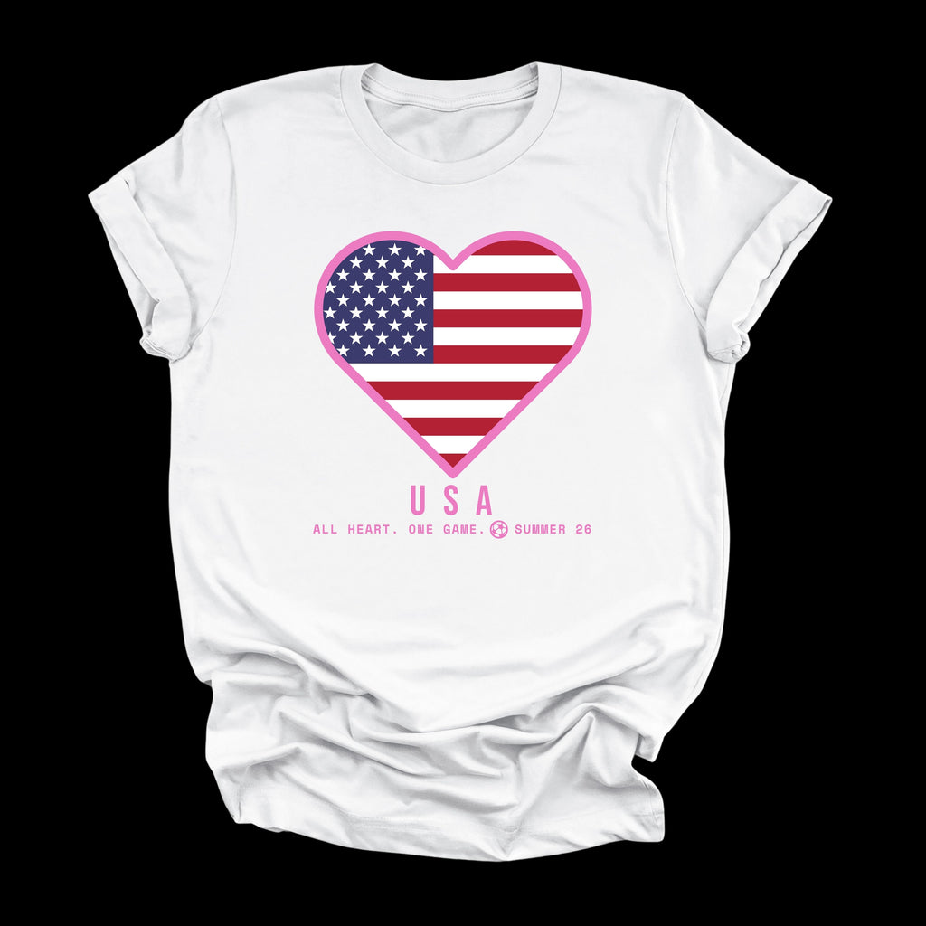 Heart of USA — Women’s Soft Game Day T-Shirt (White)