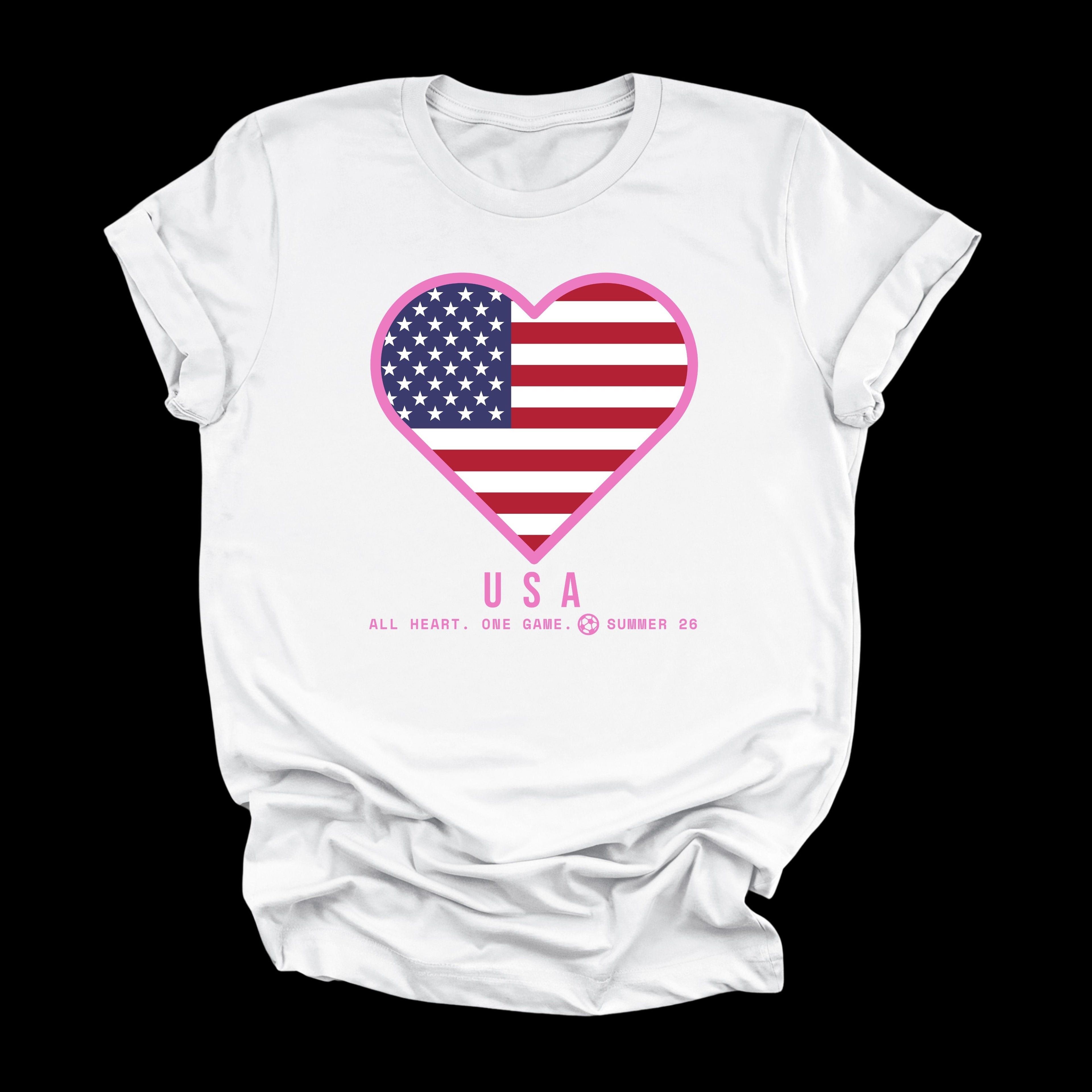 Heart of USA — Women’s Soft Game Day T-Shirt (White)