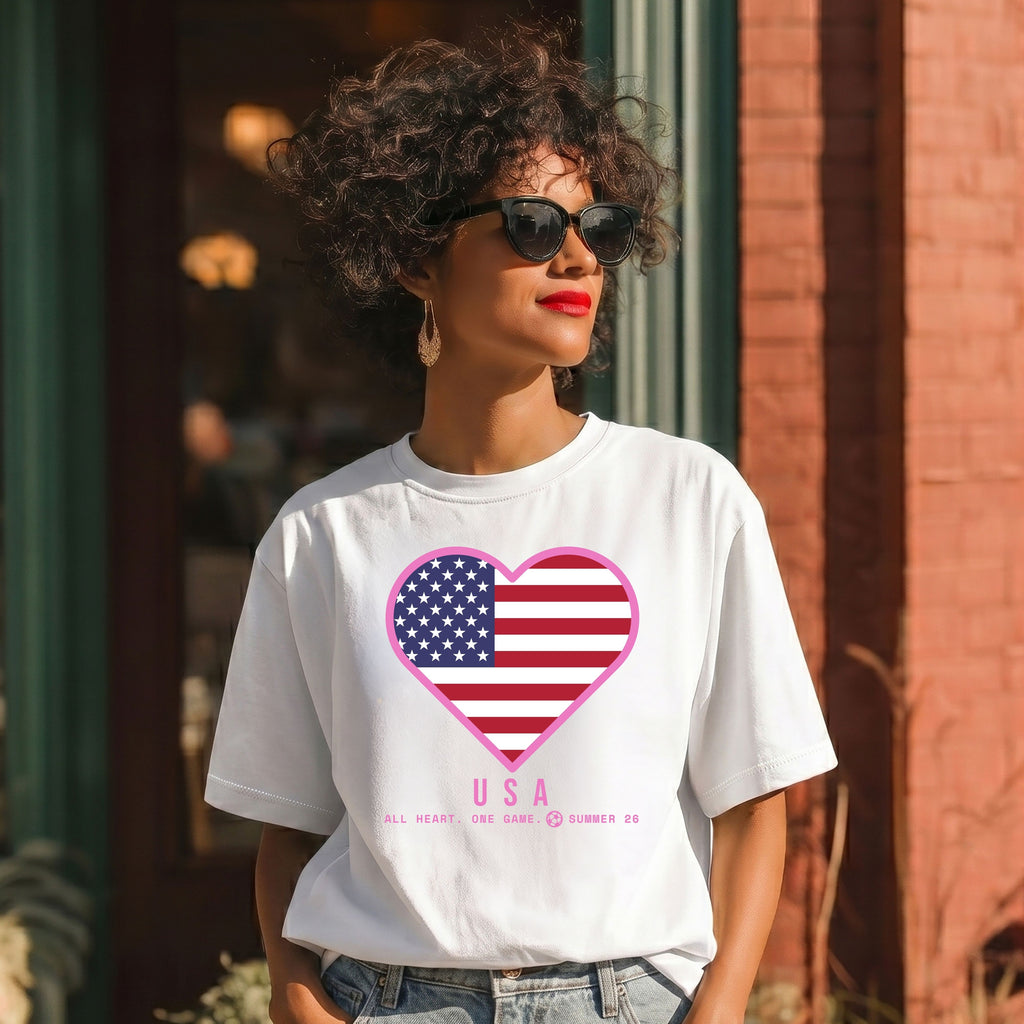 Heart of USA — Women’s Soft Game Day T-Shirt (White)