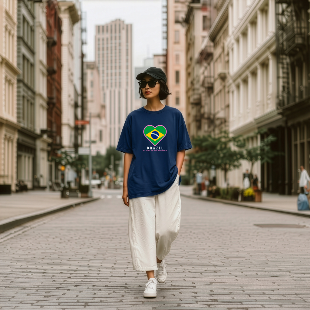 Heart of Brazil — Unisex Oversized Game Day T-Shirt